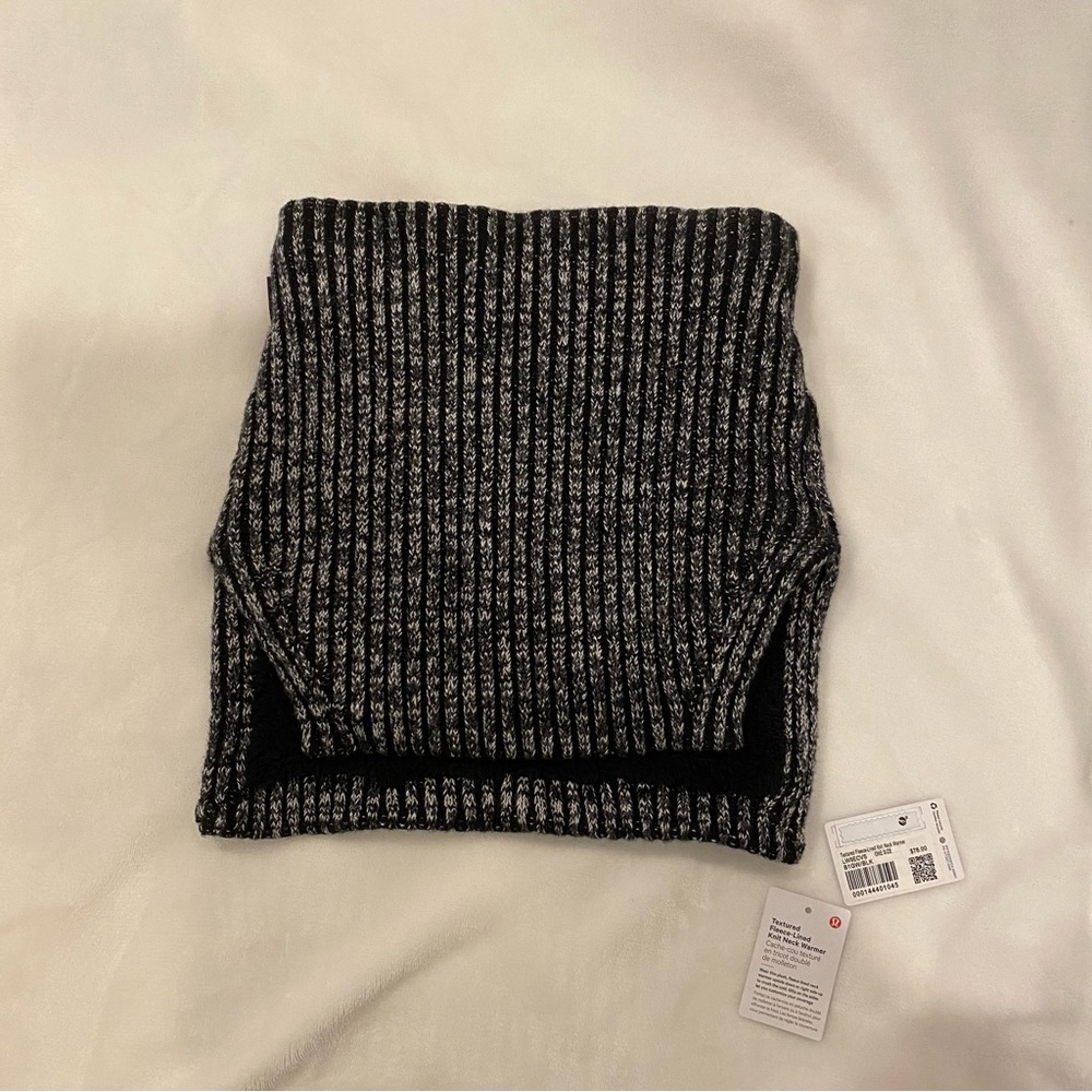 Lululemon Women's Textured Fleece Knit Neck Warmer Black/Grey/White/Black
